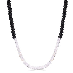 Colar em Prata 925 Briolet com Ônix e Quartzo Branco