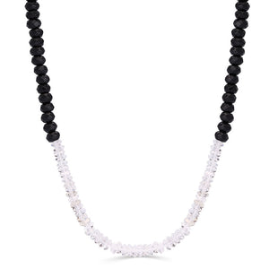 Colar em Prata 925 Briolet com Ônix e Quartzo Branco