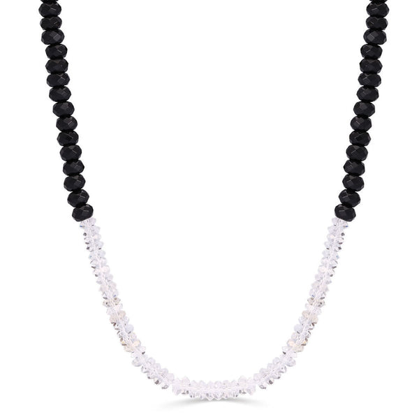 Colar em Prata 925 Briolet com Ônix e Quartzo Branco