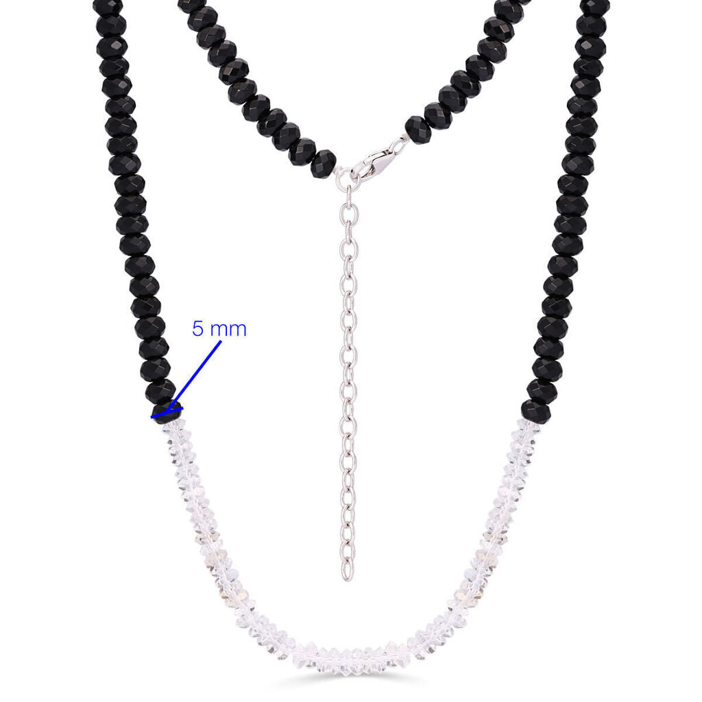 Colar em Prata 925 Briolet com Ônix e Quartzo Branco