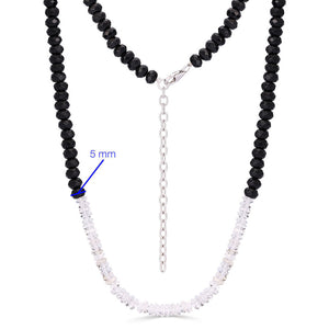 Colar em Prata 925 Briolet com Ônix e Quartzo Branco