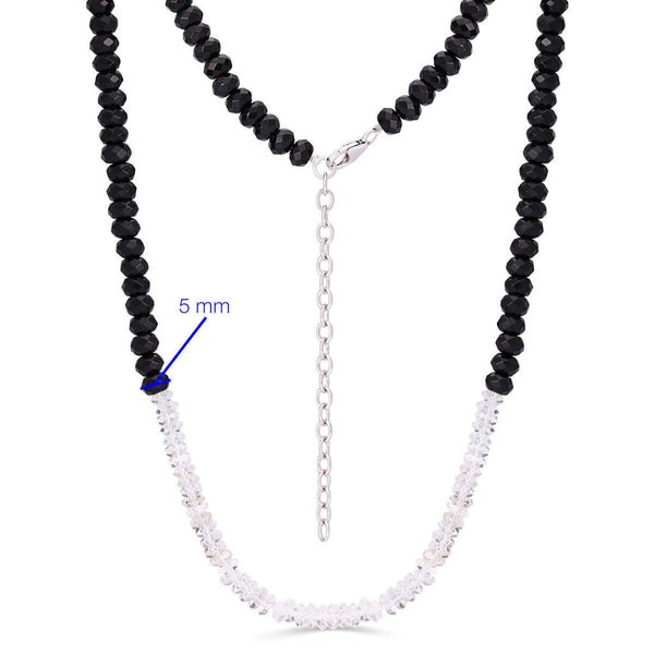 Colar em Prata 925 Briolet com Ônix e Quartzo Branco