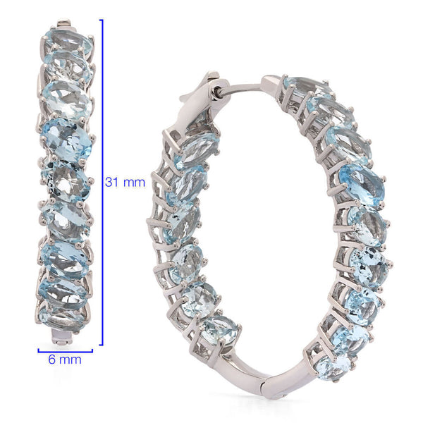 Argola em Prata 925 com Agua Marinha