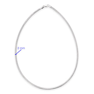 Colar Ômega 2mm- 46 Cm Prata