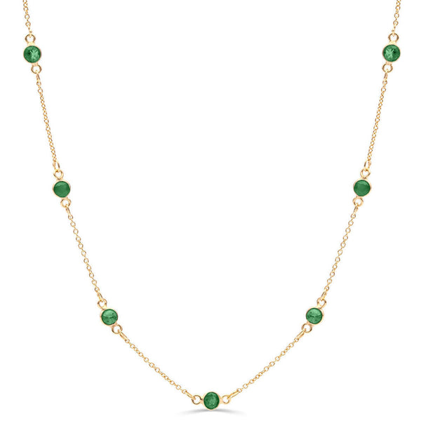 Colar em Prata 925 Com Esmeraldas Intercaladas