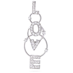 Pingente em Ouro Branco 18k Love com Diamantes