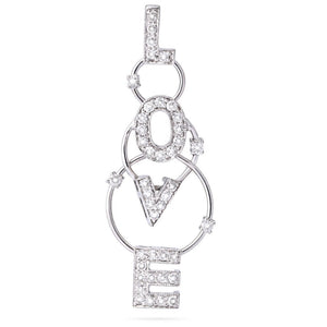 Pingente em Ouro Branco 18k Love com Diamantes