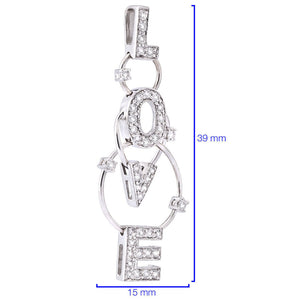 Pingente em Ouro Branco 18k Love com Diamantes