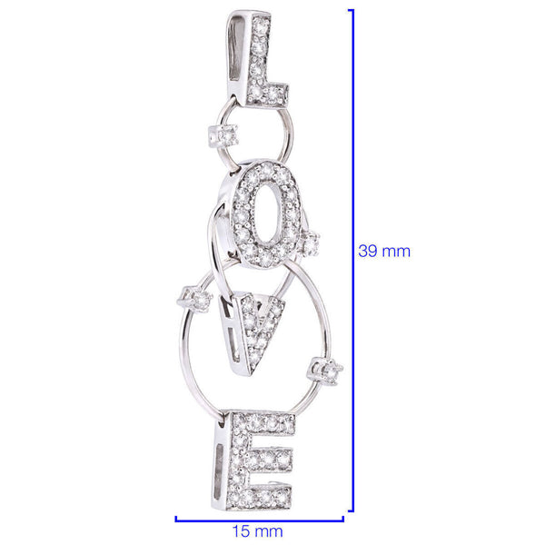 Pingente em Ouro Branco 18k Love com Diamantes