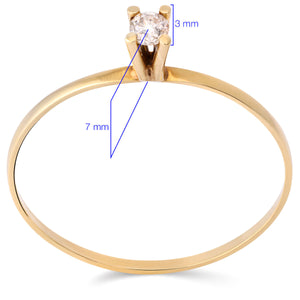 Anel Solitário  de Ouro com Diamantes