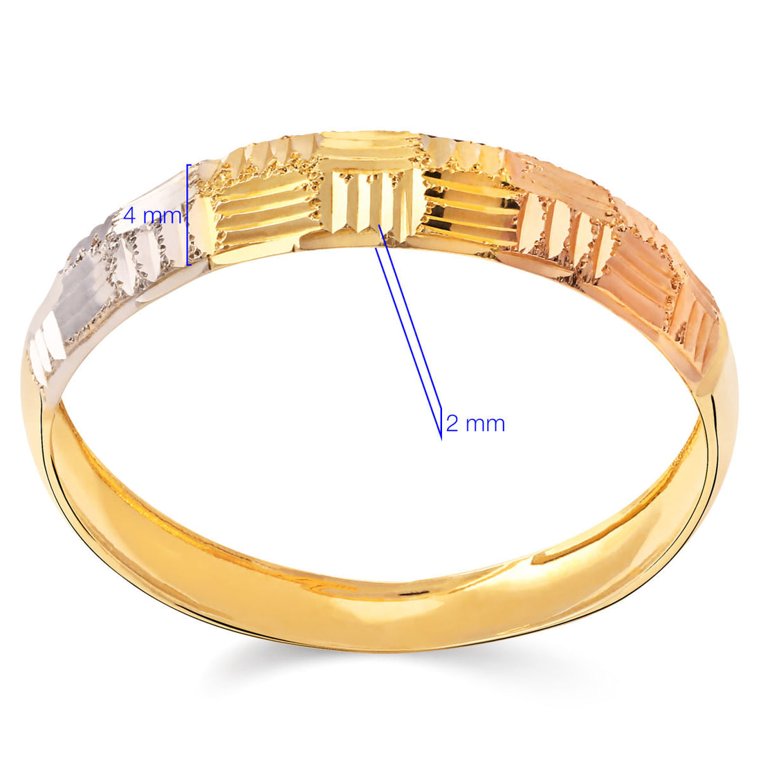 Meia Aliança Três Cores em Ouro 18 k