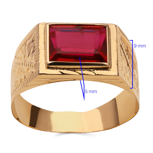 Anel Formatura Pedra Sintética Vermelha Ouro Rosé