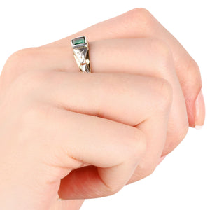 Anel em Ouro Amarelo de  Formatura com Pedra Sintetica Verde