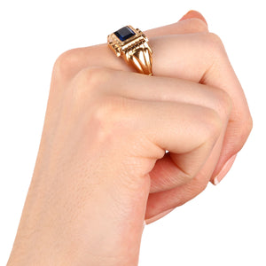 Anel em Ouro Rose 18k Formatura Pedra Sintética Azul