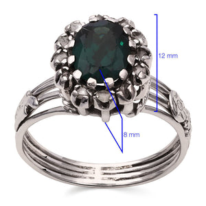 Anel em Ouro Branco 18k Formatura comTurmalina Verde e Diamantes