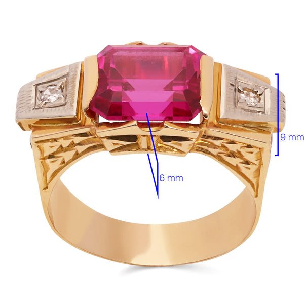 Anel em Ouro Rose 18k de Formatura De Direito Pedra Sintética e Diamantes
