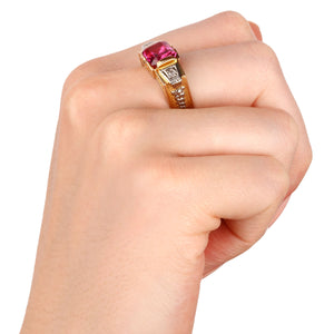 Anel em Ouro Rose 18k de Formatura De Direito Pedra Sintética e Diamantes