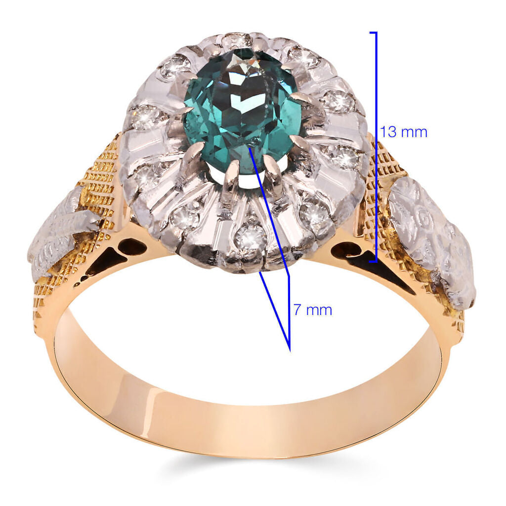 Anel em Ouro Amarelo 18k Formatura com Turmalina Verde e Diamantes