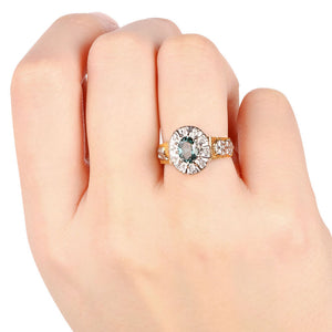 Anel em Ouro Amarelo 18k Formatura com Turmalina Verde e Diamantes