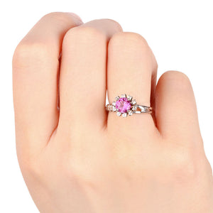 Anel em Ouro Branco 18k Formatura Pedra Sintética Rosa