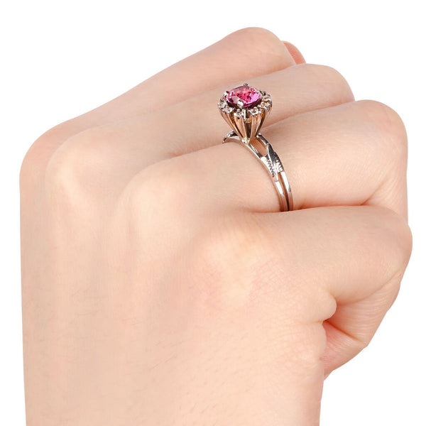 Anel em Ouro Branco 18k Formatura Pedra Sintética Rosa