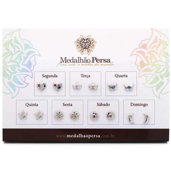 Kit Brincos em Prata 925 Semaninha Com Safiras Coloridas