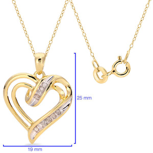 Par de Brinco e Pingente em Prata 925 Coração com Diamantes Ice
