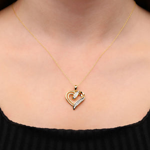 Par de Brinco e Pingente em Prata 925 Coração com Diamantes Ice