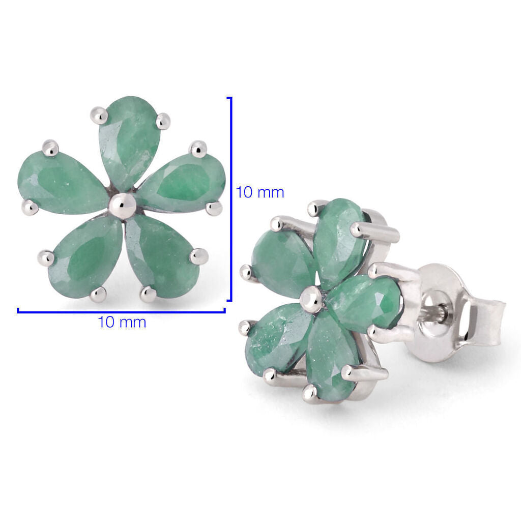 Conjunto em Prata 925 Flor de Esmeralda
