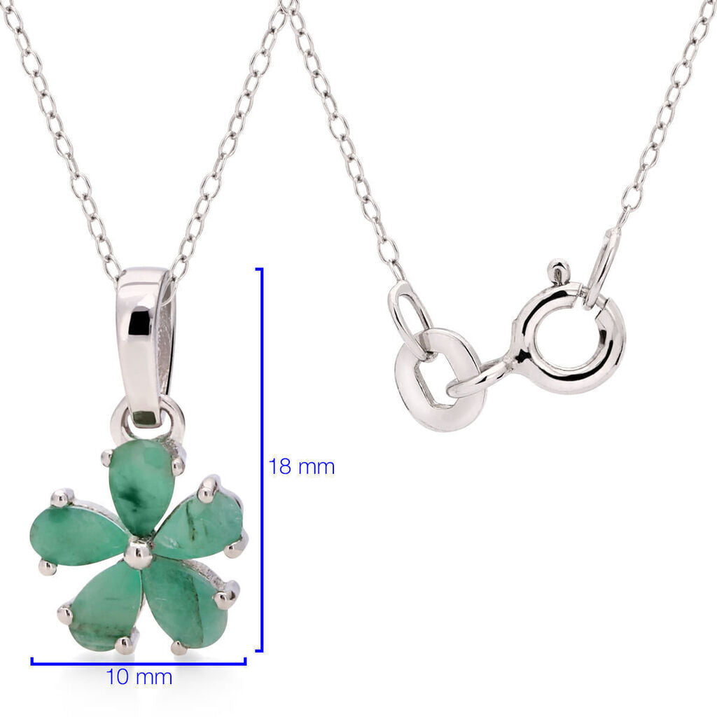 Conjunto em Prata 925 Flor de Esmeralda