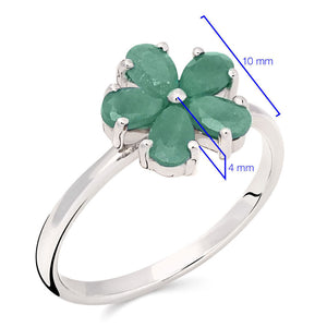 Conjunto em Prata 925 Flor de Esmeralda