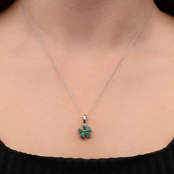 Conjunto em Prata 925 Flor de Esmeralda