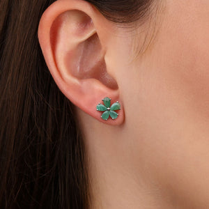 Conjunto em Prata 925 Flor de Esmeralda