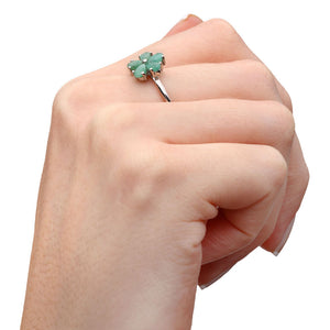 Conjunto em Prata 925 Flor de Esmeralda