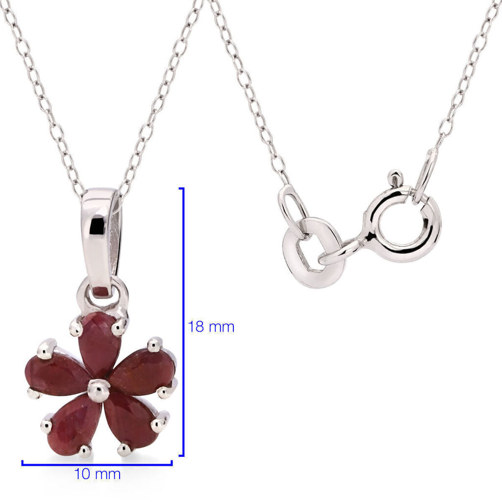 Conjunto em Prata 925 Flor com Rubi