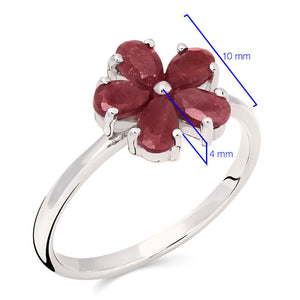 Conjunto em Prata 925 Flor com Rubi
