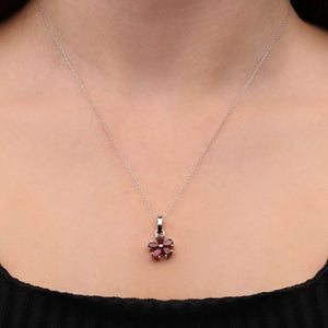 Conjunto em Prata 925 Flor com Rubi