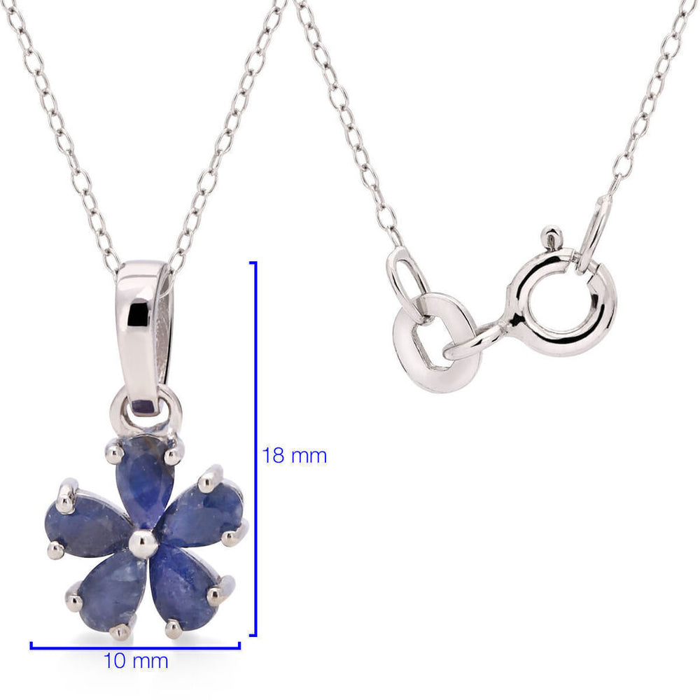Conjunto em Prata 925 Flor com Safira Azul