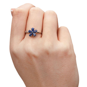 Conjunto em Prata 925 Flor com Safira Azul
