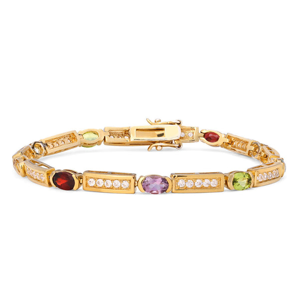 Pulseira em Prata 925 com Mix de Pedras Brasileiras