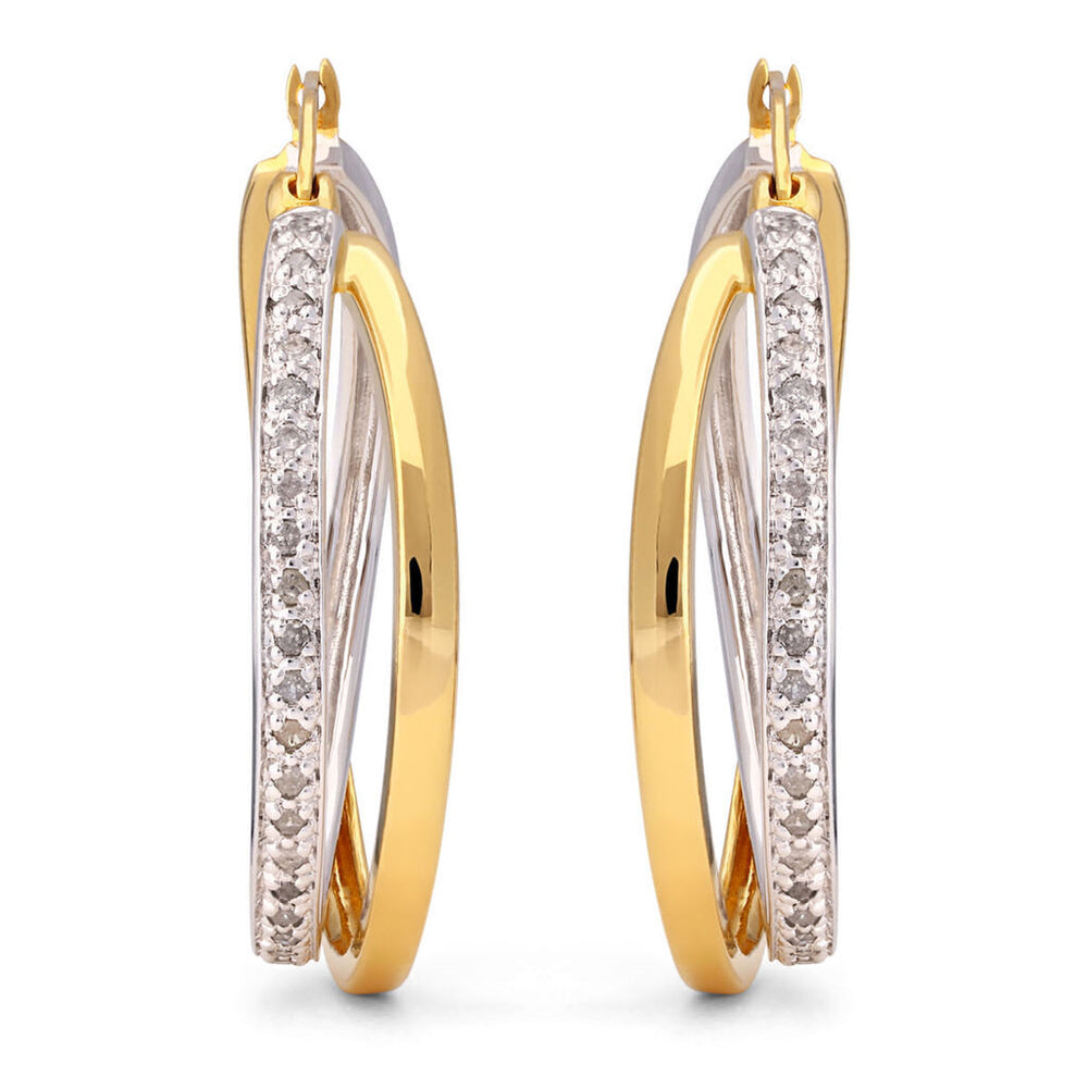 Argola em Prata 925 Orbital Duas Cores Com Diamantes