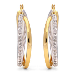 Argola em Prata 925 Orbital Duas Cores Com Diamantes