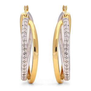 Argola em Prata 925 Orbital Duas Cores Com Diamantes