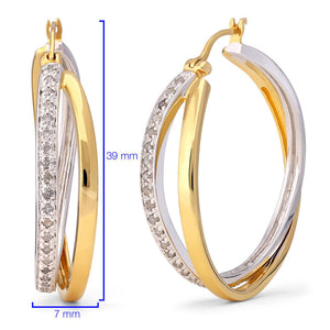 Argola em Prata 925 Orbital Duas Cores Com Diamantes