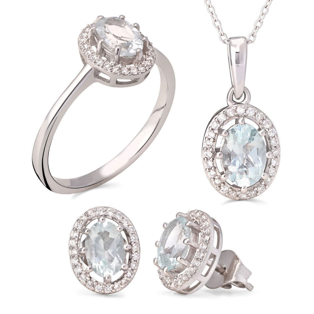 Conjunto em Prata 925 com Água Marinha