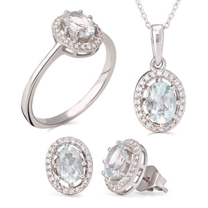 Conjunto em Prata 925 com Água Marinha