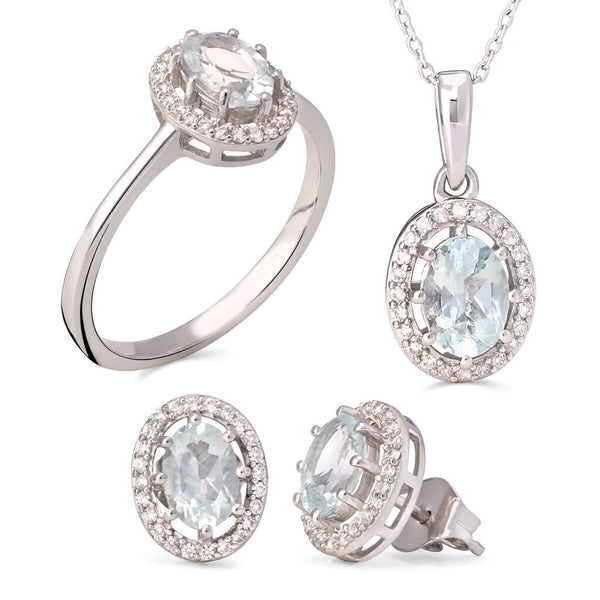 Conjunto em Prata 925 com Água Marinha