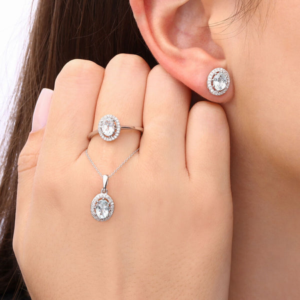 Conjunto em Prata 925 com Água Marinha