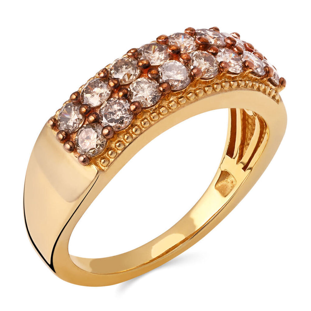 Meia Aliança em Prata 925 com Diamantes Chocolates