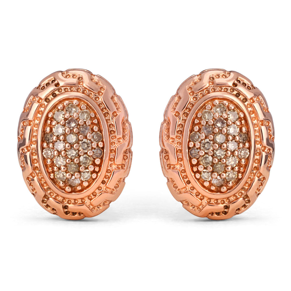 Par de Brinco em Prata 925 com Diamantes Champagne